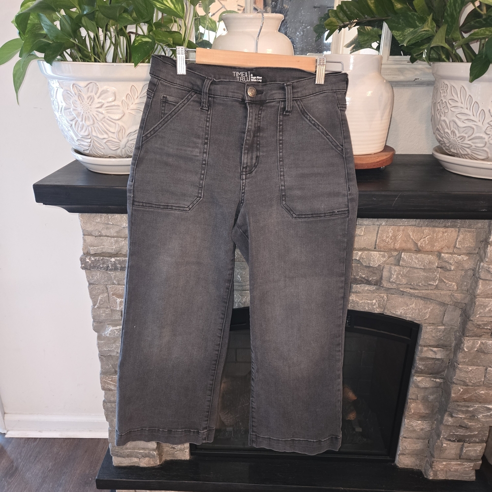 Time and Tru Charcoal High Rise Wide Leg Jeans